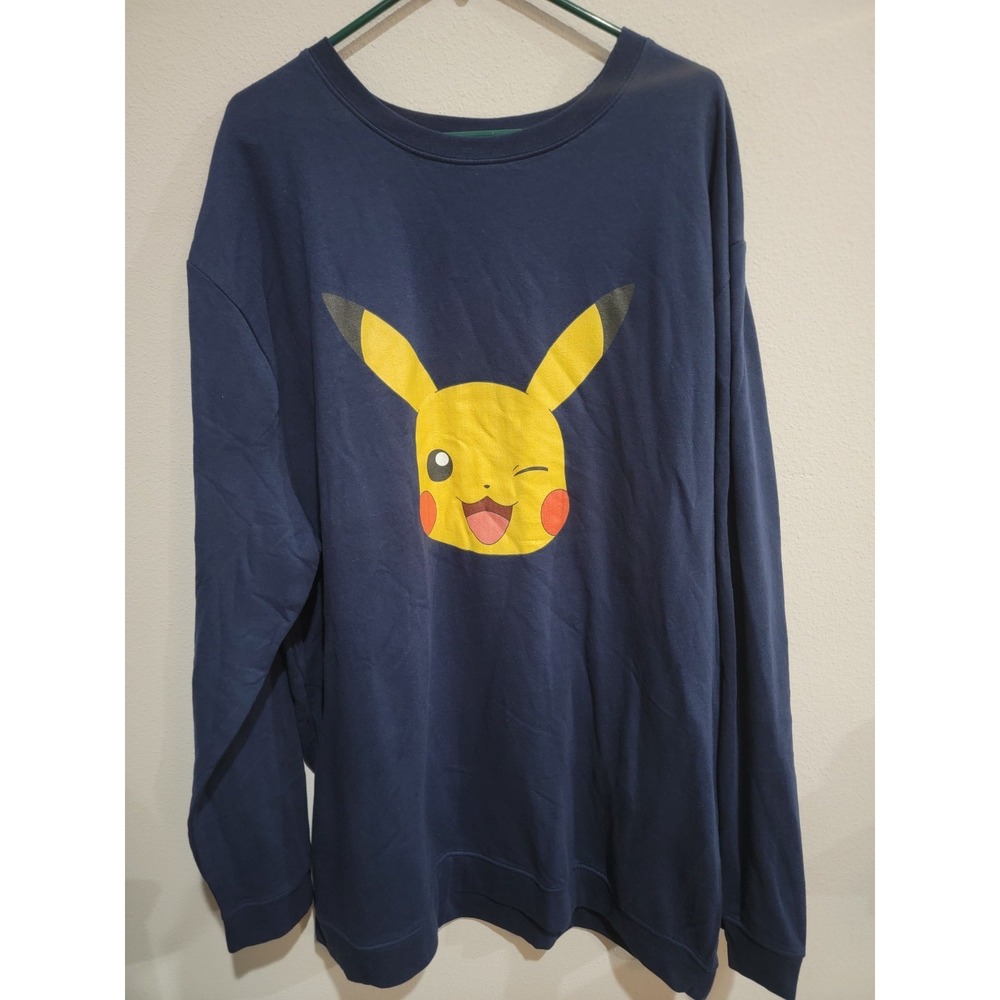 Pokémon Pikachu Nintendo Blue Long Sleeve Shirt Unisex Anime Size 3XL NWOT
